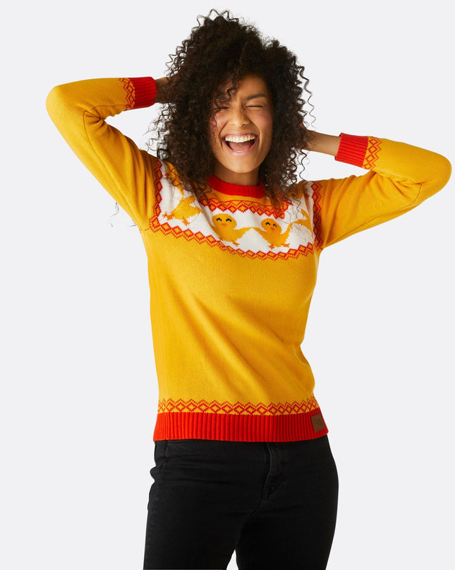 Pull de Pâques jaune pour femme