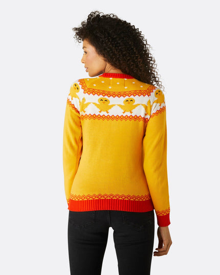 Pull de Pâques jaune pour femme