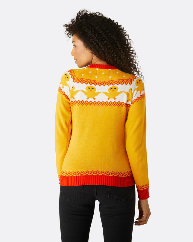 Pull de Pâques jaune pour femme