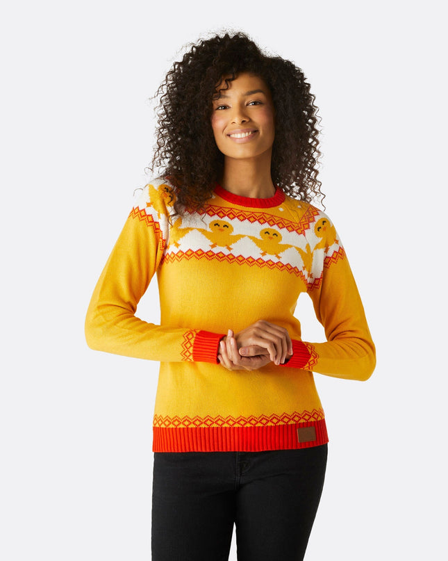 Pull de Pâques jaune pour femme