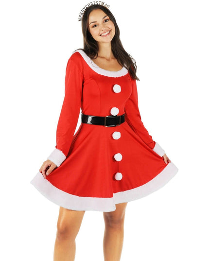 Women's Santa Spinner Dress with Belt