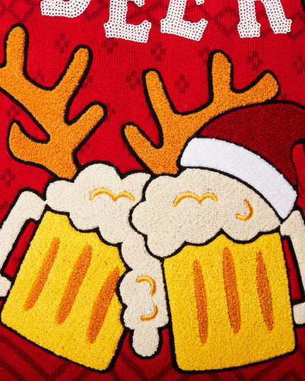 Pull de Noël à thème bière pour femmes