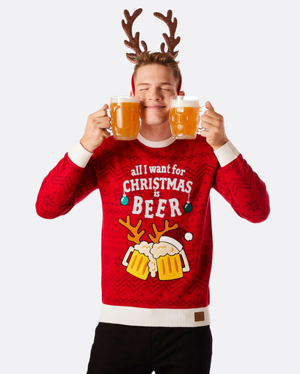Pull de Noël à l'effigie de la bière pour hommes