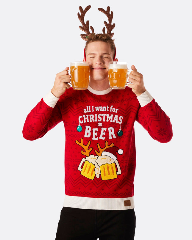 Pull de Noël à l'effigie de la bière pour hommes