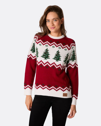 Pull de Noël rétro pour femme avec sapin