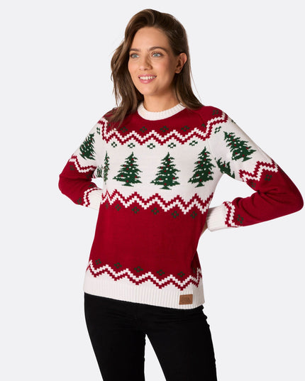 Pull de Noël rétro pour femme avec sapin