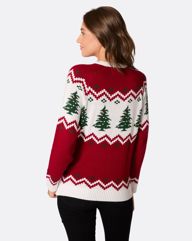 Pull de Noël rétro pour femme avec sapin
