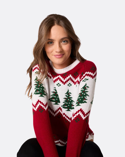 Pull de Noël rétro pour femme avec sapin