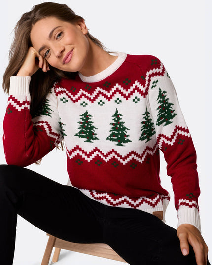 Pull de Noël rétro pour femme avec sapin