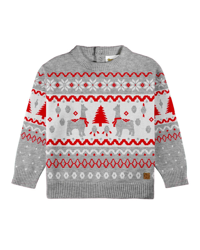 Toddler Boy's Grey Llama Sweater