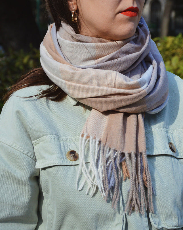 Écharpe à carreaux | Beige - Gris | Accessoires pour toutes