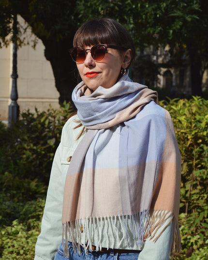 Écharpe à carreaux | Beige - Gris | Accessoires pour toutes
