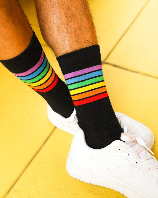 Black Rainbow Socks (Fits Sizes 8-11M)