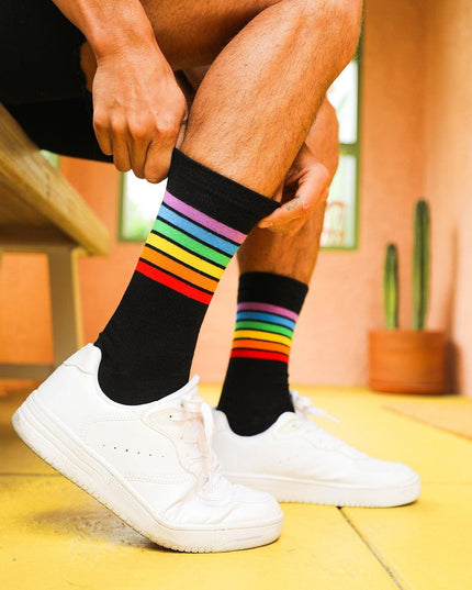Black Rainbow Socks (Fits Sizes 8-11M)