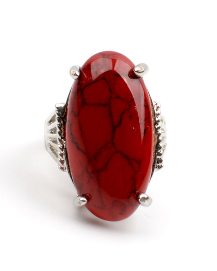 Bague bohème rouge - Accessoire festif pour les fêtes