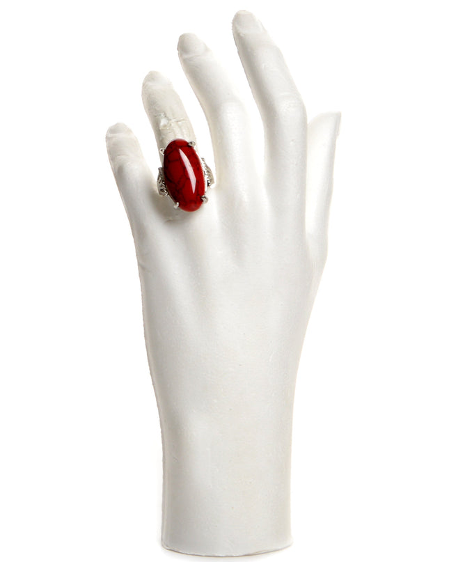 Bague bohème rouge - Accessoire festif pour les fêtes