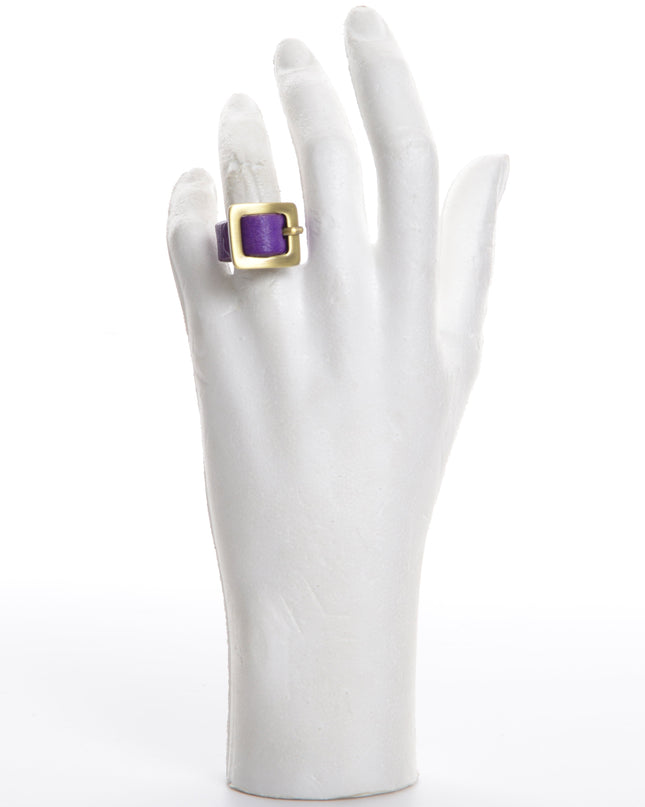 Bague en cuir - Violette