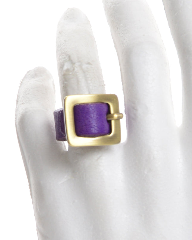 Bague en cuir - Violette