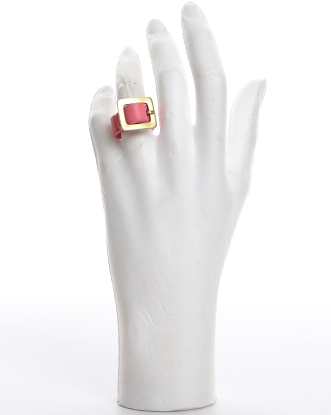 Bague en cuir rose