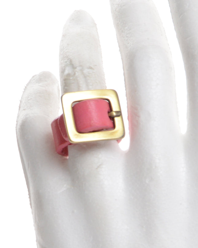 Bague en cuir rose