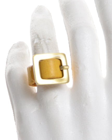 Bague en cuir jaune