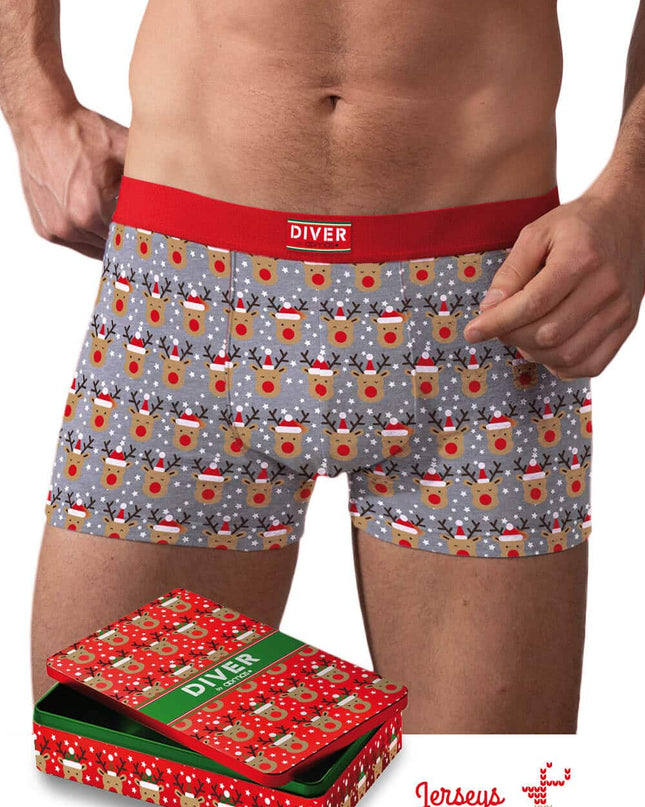Boxer de Noël pour homme avec motif de rennes + boîte musicale de Noël