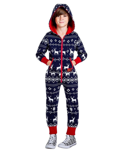 Boy's Blue Reindeer Jumpsuit