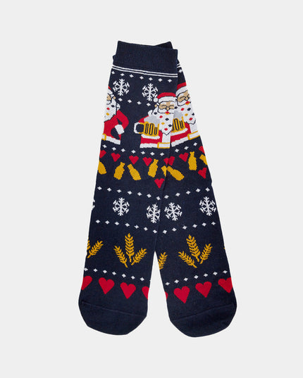 Chaussettes de Noël unisexes - Motif Père Noël et bière