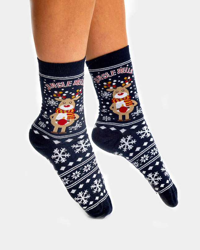 Unisex Christmas Socks - Reindeer and Snow Design
