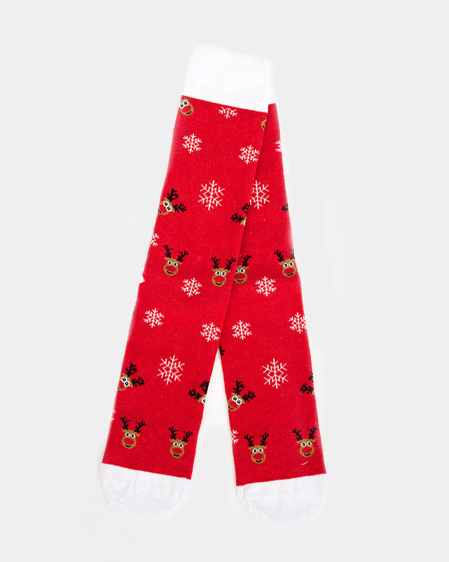 Chaussettes de Noël unisexes - Rouges avec le renne Rudolph