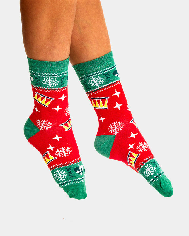 Chaussettes de Noël unisexes - Rouges et vertes avec sapin de Noël