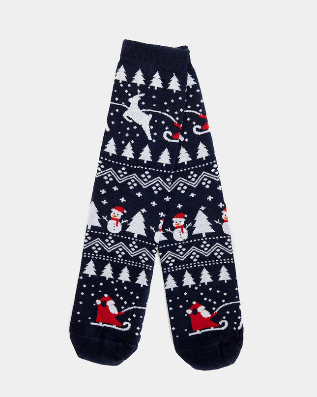 Chaussettes de Noël unisexes - Motifs sapins, bonhommes de neige et Père Noël