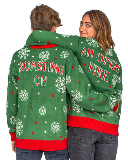 Pull de Noël moche à motifs de flocons de neige, poitrine et noix