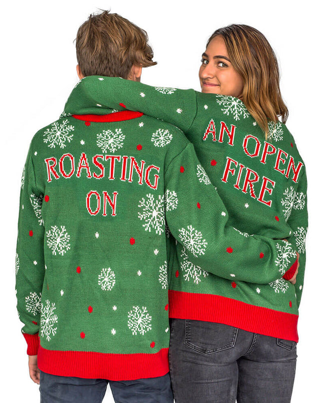 Pull de Noël moche à motifs de flocons de neige, poitrine et noix