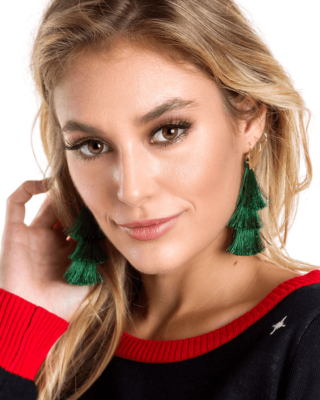 Christmas Tree Tassel Earrings