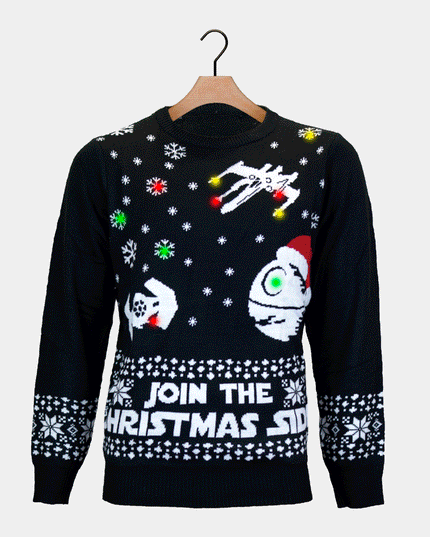 LED Lighted "Join the Christmas Side" Couple Sweater