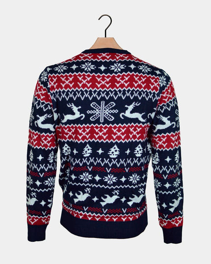 Pull de Noël pour couples avec motifs de rennes et de fêtes :