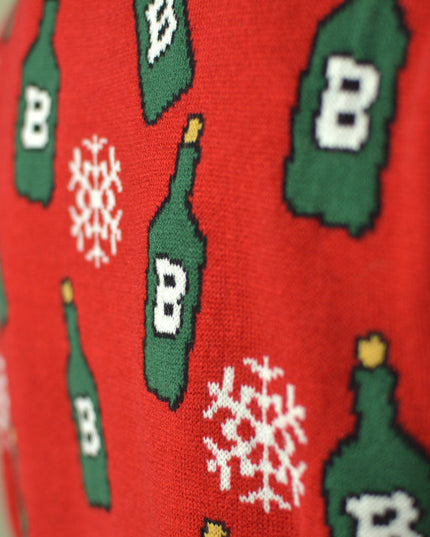 Pull de Noël à motif de rennes pour couples avec ouvre-bouteille