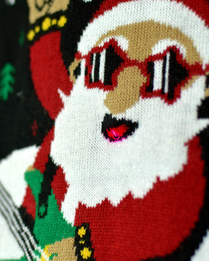 Pull de Noël homme Père Noël rocker à LED