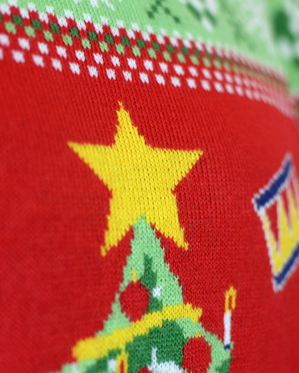 Pull de Noël rouge à LED pour homme avec sapin de Noël