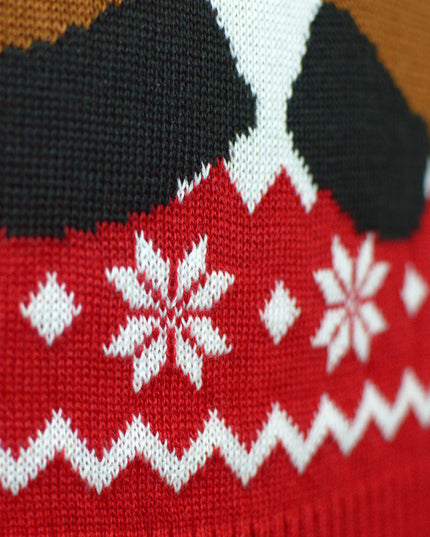 Red Christmas Sweater for Men with Rudolph Scarf