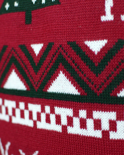 Red Christmas Sweater for Men with Trees and Reindeer