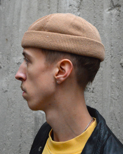 Bonnet docker marron tricoté - Style Noël