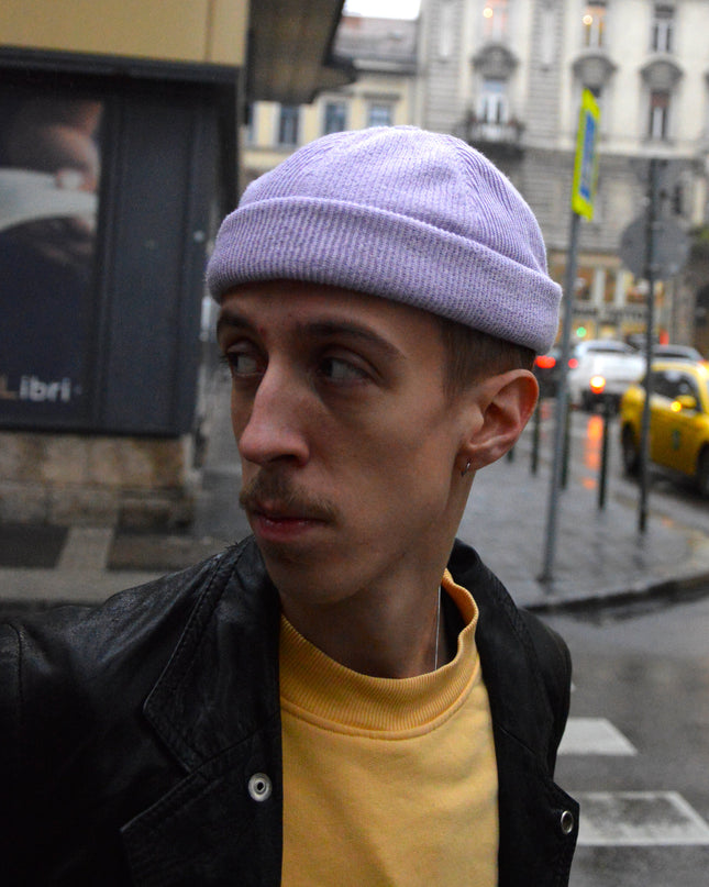 Bonnet Docker tricoté - Accessoires de Noël violets