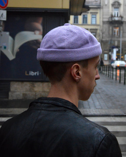 Bonnet Docker tricoté - Accessoires de Noël violets