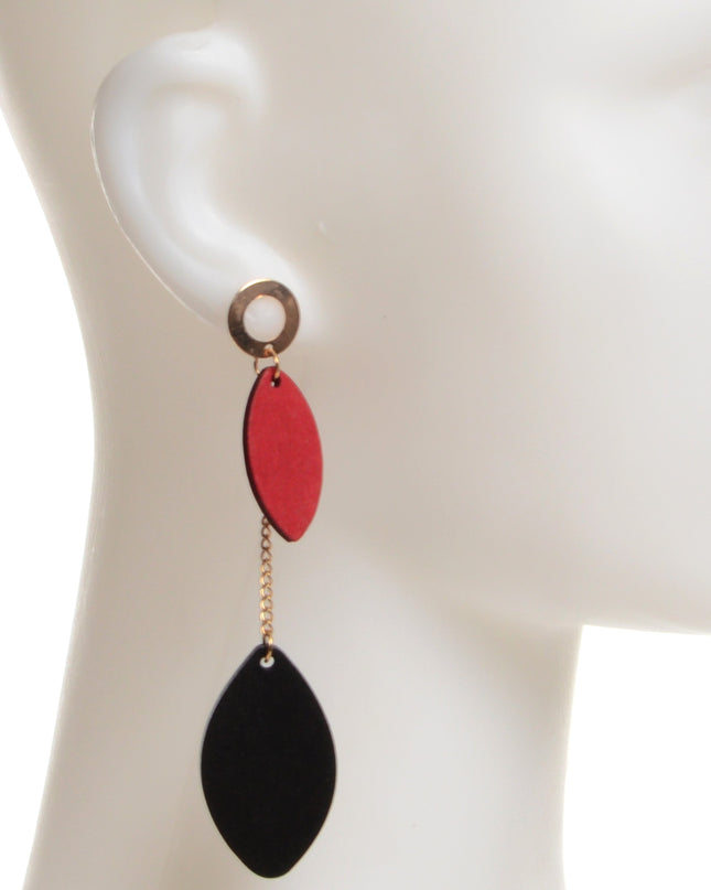 Boucles d'oreilles en bois en forme de feuille I