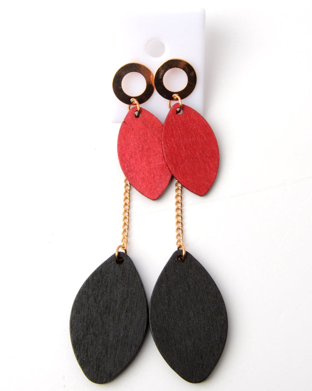 Boucles d'oreilles en bois en forme de feuille I