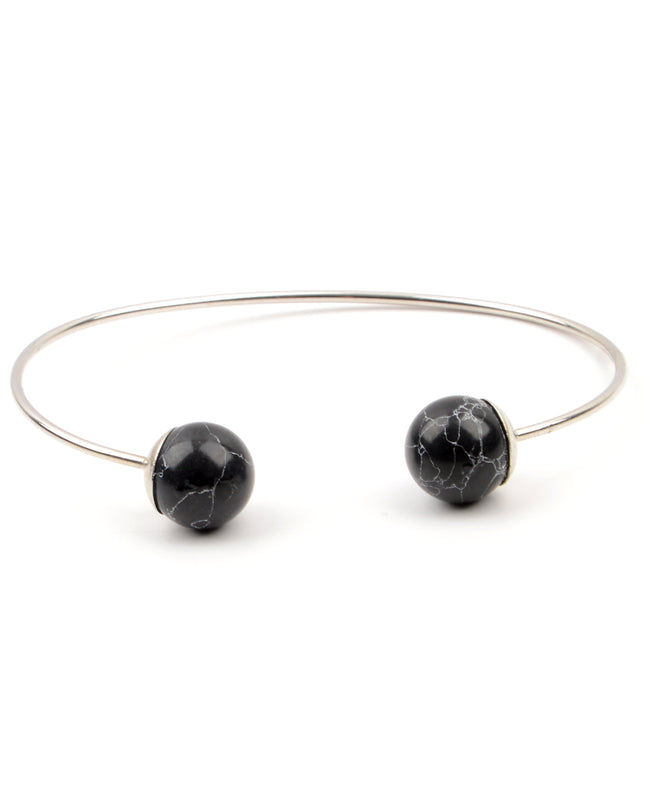 Bracelet en pierre - Sphère noire