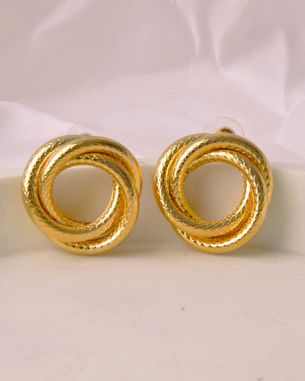 Gold Knot Ribbed Earrings