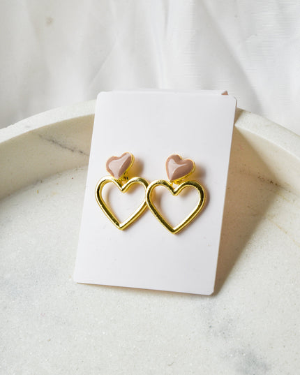 Boucles d'oreilles - Cœur beige